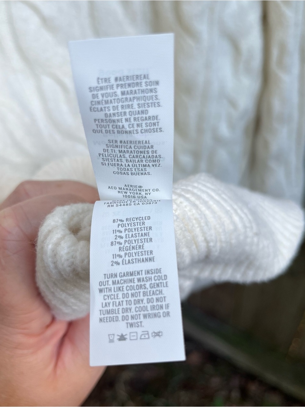 aerie Cream Oversized Cable-Knit Crewneck Sweater - Picture 5 of 5